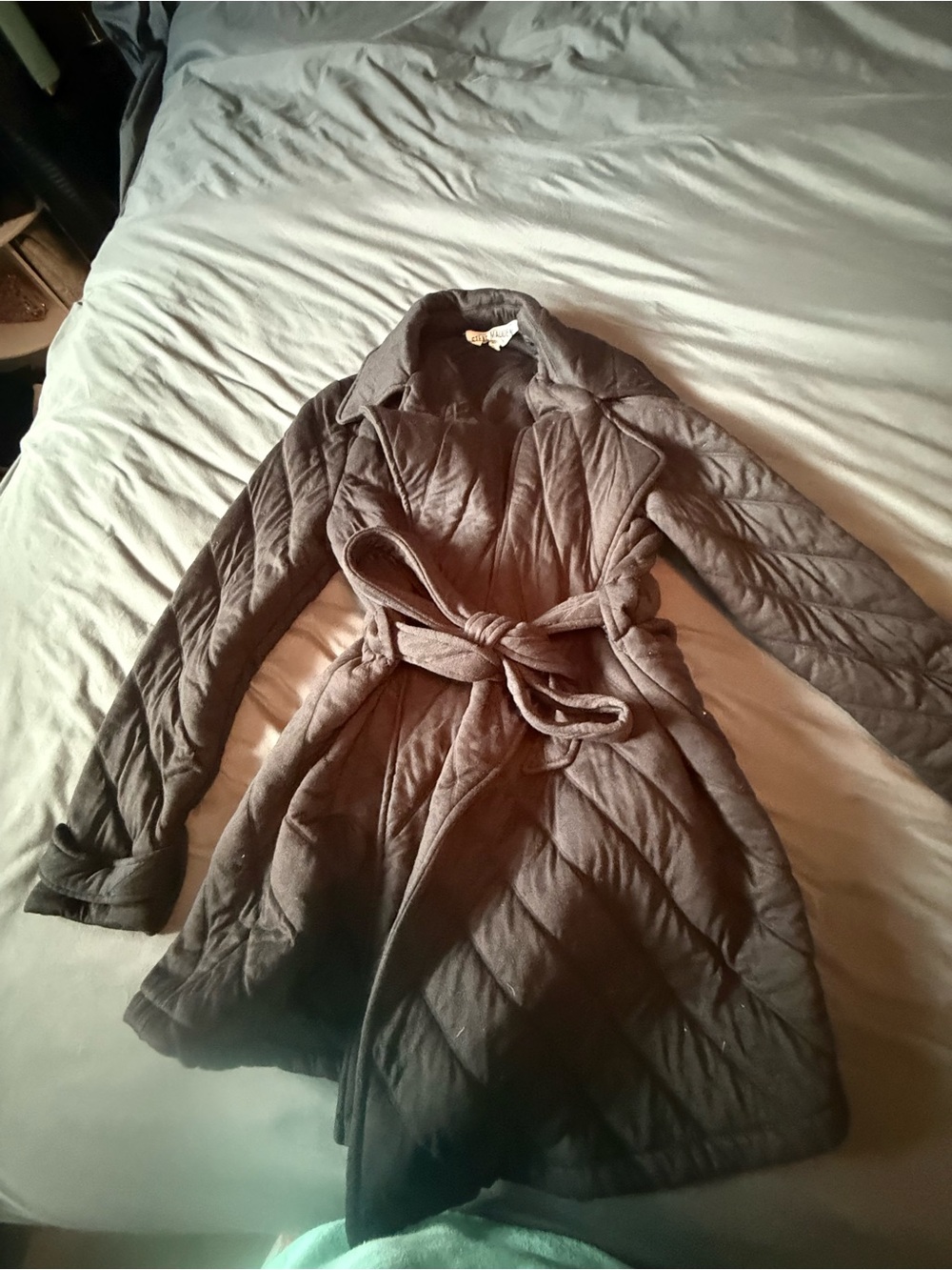 Steve Madden Quilted Belted Trench Coat - Brown